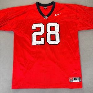 Nike University of Georgia Bulldogs- Men's Red Football Jersey #28- Size XL